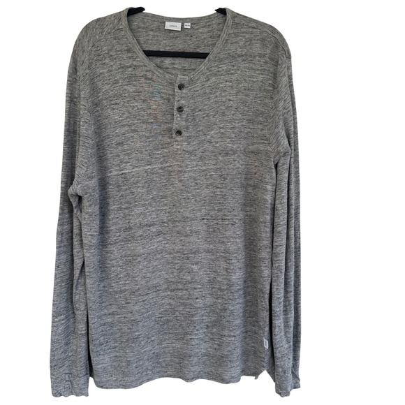 Onia Other - Onia Linen Gray Heathered Long Sleeve Henley Shirt Men XXL